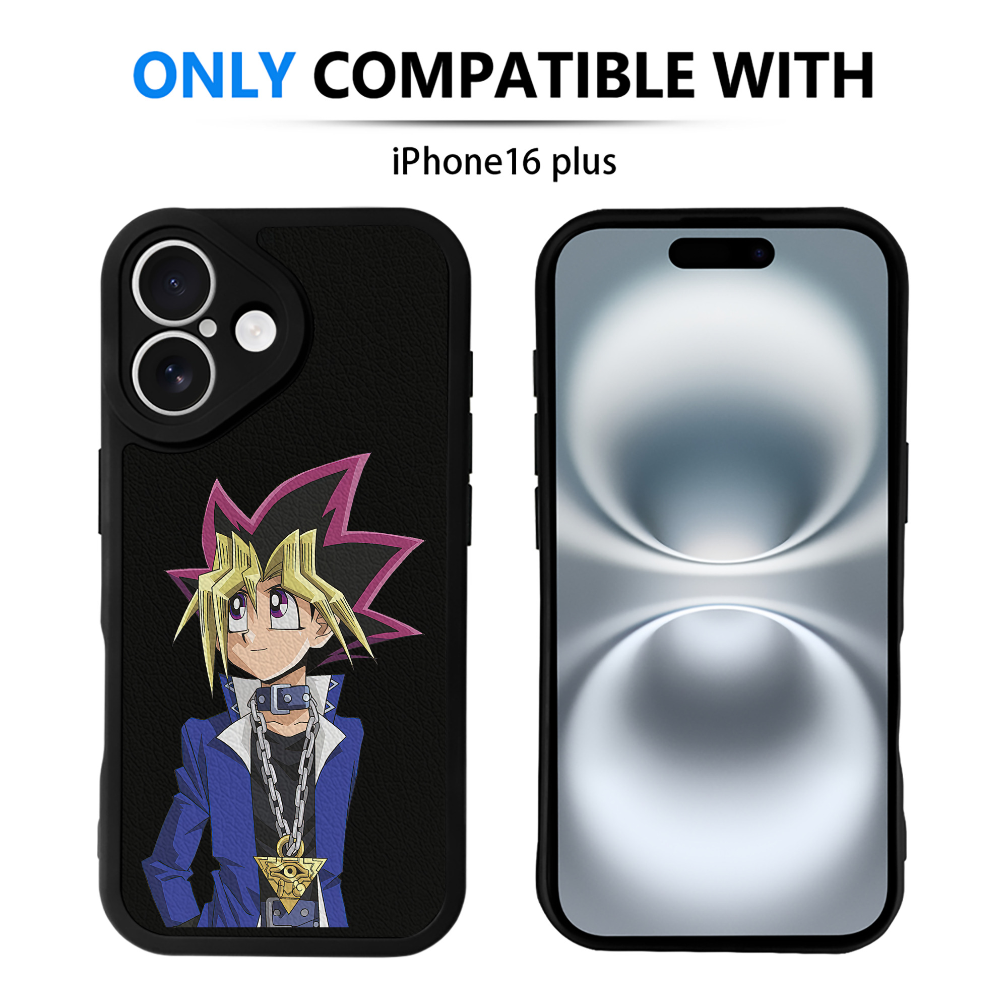 （画像用） 遊☆戯☆王 Yu-Gi-Oh! 【iPhone 16シリーズ対応】シリコンスマホケース（レザー調） 材質：シリコン